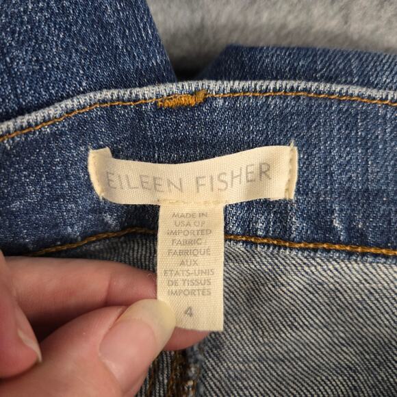 Eileen Fisher Medium Wash Organic Cotton Straight Leg Jeans Size 4 - Picture 3 of 4